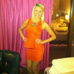 H&M orange peplum dress Size 6